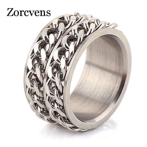 ZORCVENS Men's jewelry fashion Stainless steel chain spinner rings for man and women ► Photo 1/6