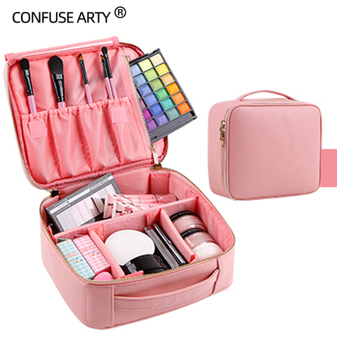 2022 Pink/Red/Black Professional Cosmetic Bag Small Portable Makeup Waterproof Storage Case ► Photo 1/6