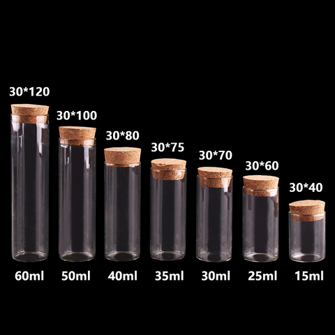 15ml/25ml/30ml/35ml/40ml/50ml/60ml Small Test Tube with Cork Stopper Bottles Jars Vials DIY Craft 24pieces ► Photo 1/6