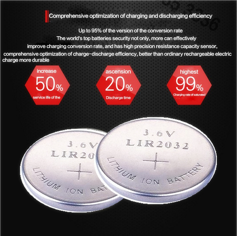 High quality NEW 6PCSX LIR2032 3.6V pkcell button cell battery LIR2032 rechargeable battery can replace the CR2032 battery ► Photo 1/1