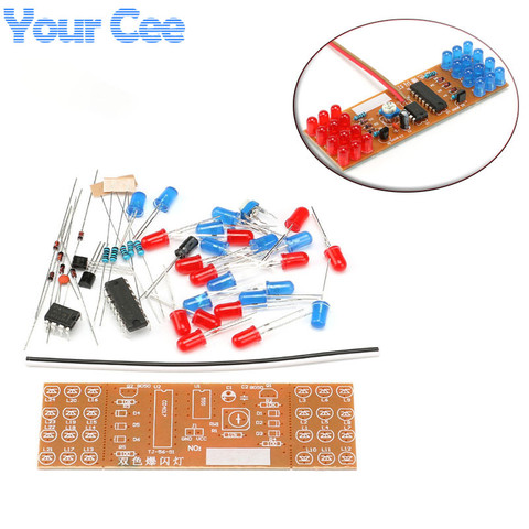 Red Blue Double Color Flashing Lights Kit Strobe NE555 + CD4017 Practice Learning DIY Kits Electronic Suite Design ► Photo 1/6