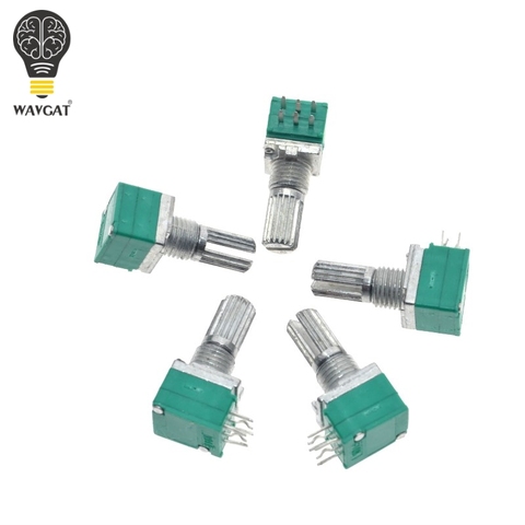 10PCS B5K B10K B50K B20K B100K RK097G Audio Amplifier Sealed Dual Potentiometer 15mm Shaft 6pins WAVGAT ► Photo 1/5