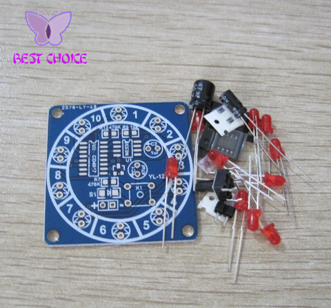 Round Electronic Lucky Rotary Suite CD4017 NE555 Self DIY LED Light Kit Production Parts and Components New ► Photo 1/2