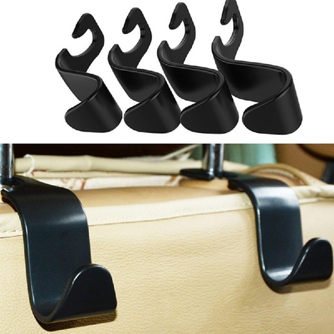 4PCS/Lot Car Organizer Hooks Auto Headrest Hanger Luggage Clip for Handbag Shopping Bag Coat Storage Hanger Car Accessories Hook ► Photo 1/6