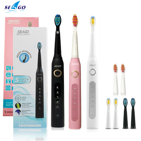 Adult's Sonic Electric Toothbrush Seago SG-507 Rechargeable Tooth Brush 5 Modes Deep Oral Clean Soft Dupont Bristle Brush Heads ► Photo 1/6