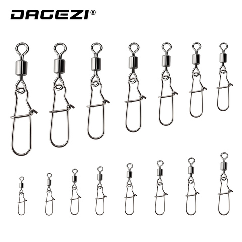 DAGEZI 100pcs/lot Fishing Connector Rolling Swivel with Nice Snap stainless steel fishing tackle box ► Photo 1/6