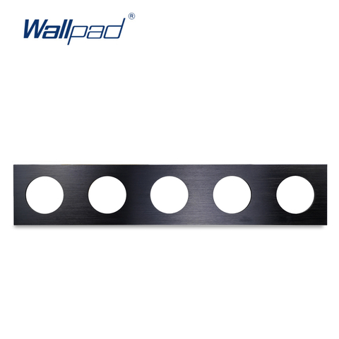 Wallpad L6 DIY Black Quintuple 5 Gang Frame Brushed Aluminum Metal Plate For Wall Switch Socket Free Combination, 430*86mm ► Photo 1/5