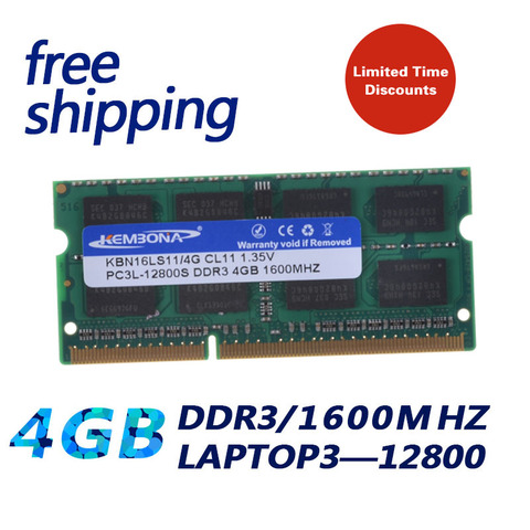 KEMBONA 1.35V DDR3L 1600 PC3-12800 DDR3 1600MHz PC3L-12800 Non-ECC 4GB SO-DIMM Memory Module Ram Memoria for Laptop / Notebook ► Photo 1/4