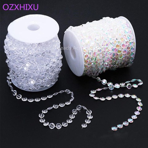 3m 10mm White Tranparent Octagonal Beads Acrylic Wedding Party Decors decoratio Diamond Crystal Garland Hanging Lights Curtain ► Photo 1/6