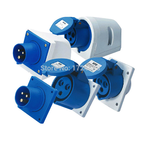 16A 3 pole connector Industrial male&female sockets SFN-113/SFN-313/SFN-413/SFN-513/SFN-613 waterproof IP44 220-240V~2P+E ► Photo 1/6
