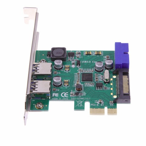 Free POST 1 pcs SuperSpeed 2-Port USB 3.0 19-pin USB3.0 PCI-E PCI Express pcie Card Motherboard 20P 20 pin Connector NEC Chipset ► Photo 1/1