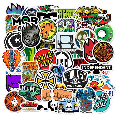 50 PCS Skateboard Fashion brand Logo Waterproof Sticker For Luggage Car Guaitar Skateboard Phone Bicycle Laptop Stickers ► Photo 1/5