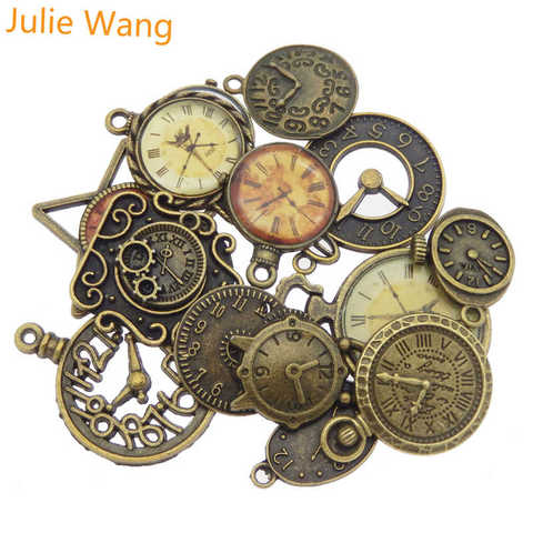 Julie Wang 10pcs Antique Bronze Alloy Random Mixing Clock Charms For Necklace Pendant Finding Jewelry Making Metal Accessory ► Photo 1/6