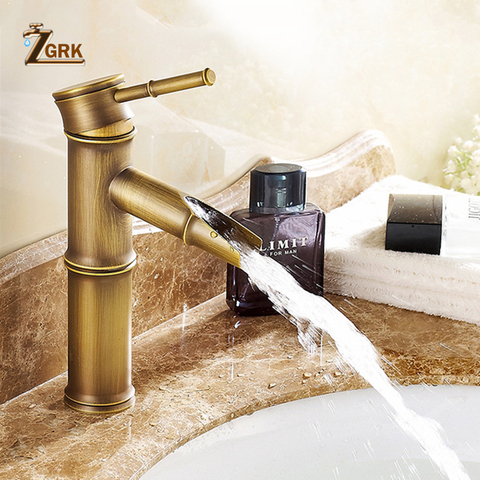 ZGRK Bathroom Faucet Brass Basin Faucets Luxury Tap Tall Bamboo Hot Cold Water With Two Pipes Kitchen Outdoor Garden WC Taps ► Photo 1/6