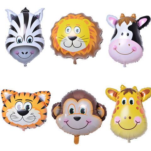 6pcs/lot Mini animal head Foil Balloons inflatable air balloon happy birthday party decorations kids baby shower party supplies ► Photo 1/6