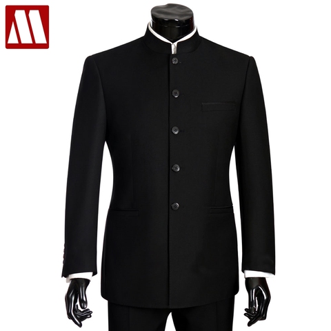 MYDBSH Brand Men Suits Big size Chinese Mandarin Collar Male Suit Slim Fit Blazer Wedding Terno Tuxedo 2 Pieces Jacket & Pant ► Photo 1/6