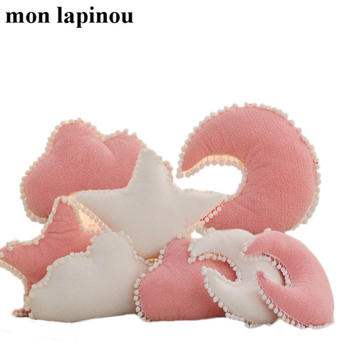 Cloud Plush Pillow Pink White Stuffed Soft Star Throw Pillow Moon Cushion Baby Kids Pillow Sofa Home Decor Girls Pillow &Cushion ► Photo 1/6