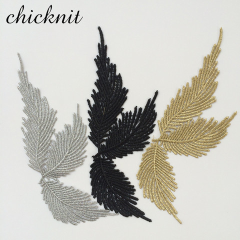 CHICKNIT 3 gold silver black Guipure lace Embroidery Leaf applique accessories DIY lace collar lace fabric patch JA20 ► Photo 1/4