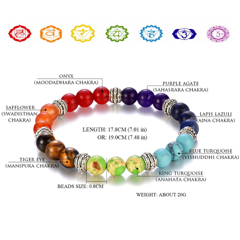 100% all Natural Stone Beads 7 Chakra Bracelet for Women Men Yoga Buddha Player Small / Big 2 Sizes Dorp Shipping Bracelets ► Photo 1/6