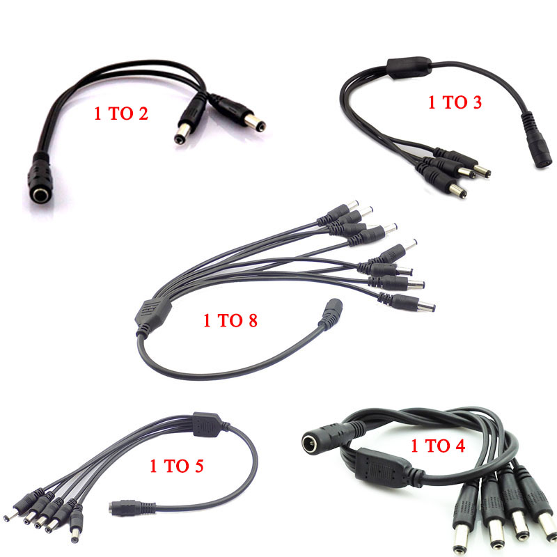 DC1-24V 1 Female To 8 Male CCTV 8-way Power Splitter Cable Cord Lead 5.5mm/2.1mm 