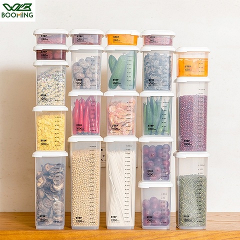 WBBOOMING 5 Different Capacity Plastic Sealed Cans Kitchen Storage Box Transparent Food Canister Keep Fresh New Clear Container ► Photo 1/5
