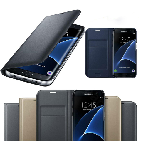 Original Leather Card Holder Wallet Flip Case Cover for Samsung Galaxy A7 A6 A8 A9 2022 A3 A5 J3 J5 J7 2017 S9 S8 Plus S7 Edge ► Photo 1/6