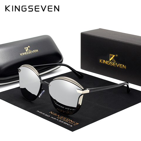 KINGSEVEN Brand Design Cat Eye Sunglasses Women polarized Luxury Alloy Frame+TR90 Sun Glasses Fashion Retro Oculos De Sol Gafas ► Photo 1/5