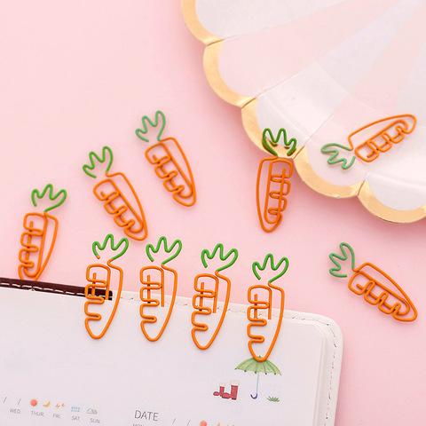 5 pcs/lot Creative Kawaii carrot Shaped Metal Paper Clip Bookmark Stationery School Office Supply ► Photo 1/5