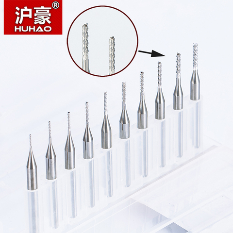 HUHAO 10pcs/lot 3.175mm Carbide Tungsten Corn Cutter cutting PCB milling bits end mill CNC router bits  0.6mm to 3.175mm ► Photo 1/6