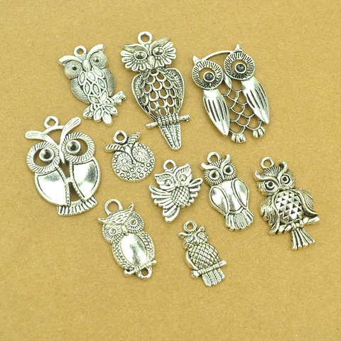10 pcs Mix sale vintage metal owl tibetan silver diy Charms Fit Pendants & Necklace Jewelry making 4012D ► Photo 1/1