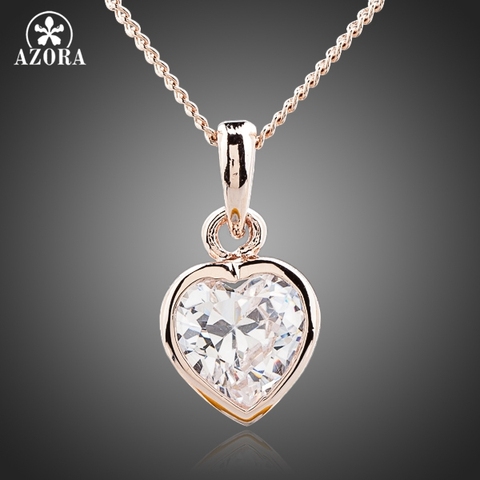 AZORA Heart Crystal Rose Gold Color Stellux Austrian Crystal Jewelry Pendant Necklace TN0091 ► Photo 1/4