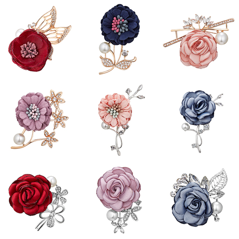 Rinhoo Colorful Cloth Flower Pin Brooch wedding For Women Elegant Fashion Corsage Vintage Jewelry Accessories Birthday Gift Bow ► Photo 1/5