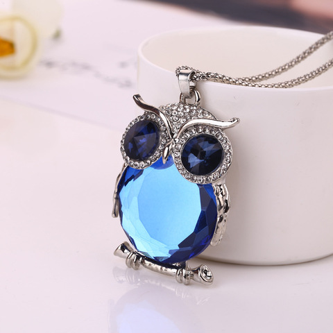 Vintage Rhinestones Crystal Necklaces Owl Design Pendant Necklace Women Sweater Chain Jewelry Clothing Accessories New ► Photo 1/6