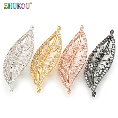 ZHUKOU 12x33mm Autumn leaf Connector for women's bracelet jewelry Making Accessories model:VS326 ► Photo 1/6