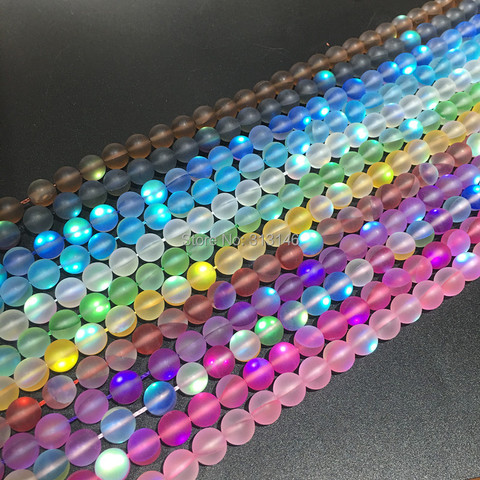 Flash Shimmer Round Matte Fiery Shining Glistening Light Crystal Loose Strand Beads for Bracelet Necklace DIY Jewelry Making 15