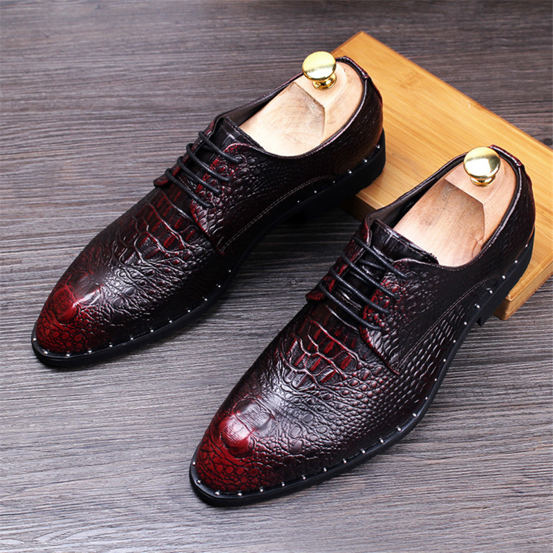 Alligator Dress Mens Shoes Metal Multicolor Pointy Toe Wedding Business Lace UP 