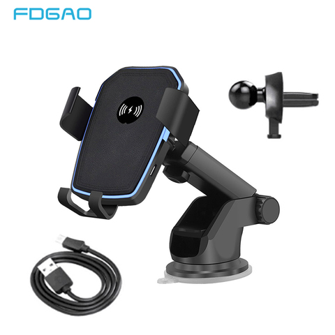 Car Mount Qi Wireless Charger For iPhone 11 XS XR X 8 Quick Charge 10W Fast Charging Car Phone Holder Stand For Samsung S10 S9 ► Photo 1/6