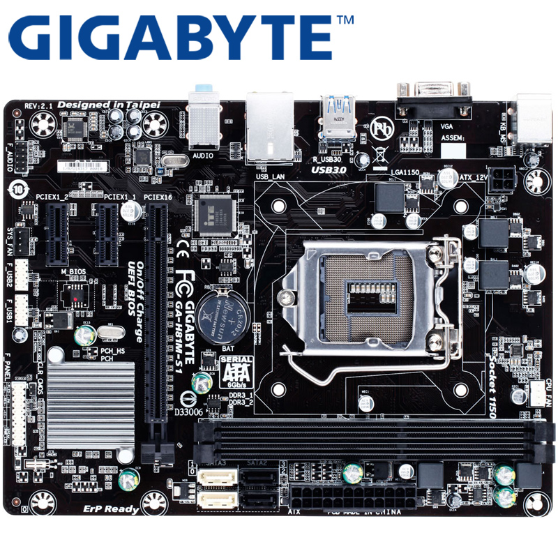 GIGABYTE GA-H81M-S1 Desktop Motherboard H81 Socket LGA 1150 i3 i5