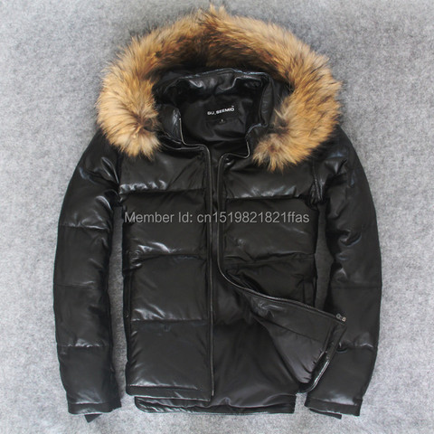 Factory Male sheepskin duck down coat short design stand collar winter thickening slim leather coat genuine leather jacket ► Photo 1/6