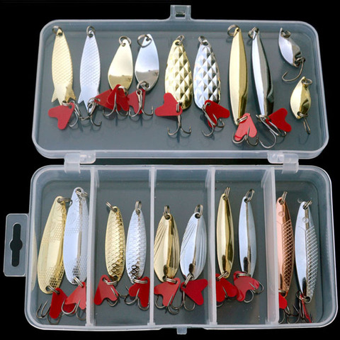 Promotion Mixed Colors Fishing Lures Spoon Bait Metal Lure Kit iscas artificias Hard Bait Fresh Water Bass Pike Bait ► Photo 1/6