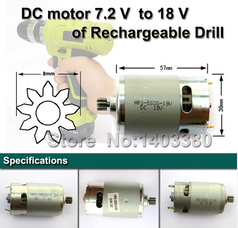 Factory direct HRS-550S-7.2V  10.8V 12V 14.4V 18V DC motor of  Electric drill .free shipping ► Photo 1/3