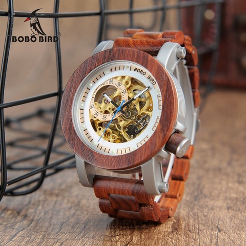 relogio masculino BOBO BIRD Watch Men Automatic Mechanical Watches Wood Vintage Big Size Men's Gift Wristwatch reloj hombre ► Photo 1/6