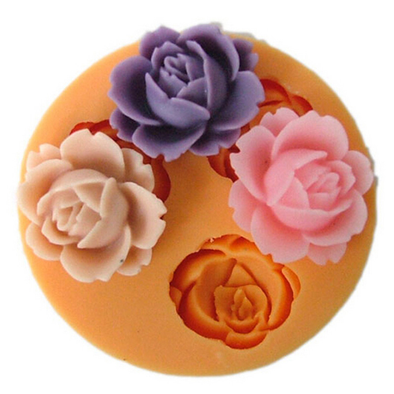 3D Rose With Leaf Silicone Mold Cake Resin Fondant Decorating Tools Baking Shape