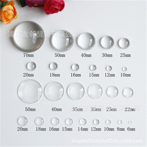 Aclovex 1pack Round Flat Back Glass Cabochon 12mm 20mm 25mm Transparent Clear Crystal Cabochon Cameo For Diy Jewelry Making ► Photo 1/3