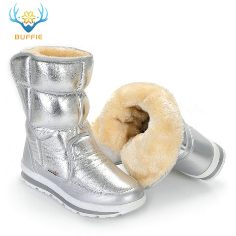 Buffie Brand Winter Boots Silver Women Snow Boots fur insole Lady Warm Shoes Girl fashion mid-culf free shipping nice looking ► Photo 1/6