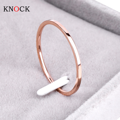 Knock ( 1.2 MM ) Promotion  Titanium Steel Rose Gold Color Anti-allergy Smooth Couple Wedding Ring Woman Man Fashion Jewelry ► Photo 1/6
