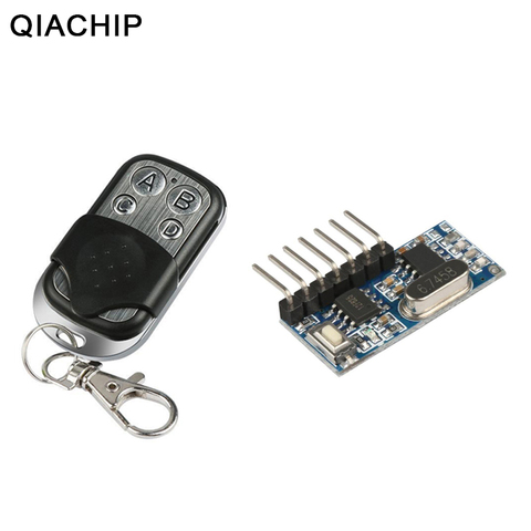 QIACHIP 433 Mhz RF Remote Controls Transmitter and 433mhz RF Relay Receiver Switches Module Wireless 4 CH Output Learning Button ► Photo 1/6
