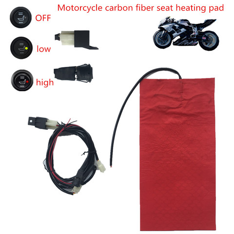 Universal 12V Motorcycle Carbon Fiber Waterproof Seat Heating Pad Heater Round Switch High and Low  ATV UTV E-BIKE ► Photo 1/6