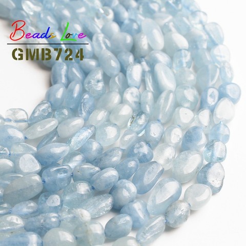 6-8MM Natural Stone Irregular Shape Blue Aquamarines Loose Spacer Beads For Jewelry Making DIY Bead Bracelet Necklace 15 Inches ► Photo 1/6