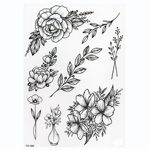 Waterproof Temporary Tattoo Sticker Lotus Rose Pattern Water Transfer Under Breast Shoulder Flower Body Art Fake Tatoo ► Photo 1/6
